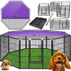 LovPet® Parc Pour Chiots Enclos Parc Pour Chiots Parc Pour Chiens Parc Pour Animaux Chiens, Avec Porte Et Parc Résistant Aux Intempéries Pour Chien, Chat, Chiot, Lapin, Cochon D'Inde, XXL (mit Schutzp