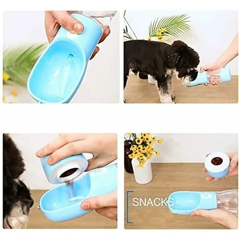 Gourde Chien, 2 En 1 Gamelle Pour Chien Dehoussable, 200ML Mangeoirs Et 285ML Abreuvoirs Pour, Portable Voyage Animaux Portable (Bleu) 4 Gourde Chien, 2 En 1 Gamelle Pour Chien Dehoussable, 200ML Mangeoirs Et 285ML Abreuvoirs Pour, Portable Voyage Animaux Portable (Bleu) – Image 4