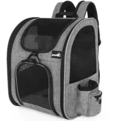 Pecute Sac à Dos Chat Chien Extensible 90%, Sac Transport Pour Chat Petit Chien Respirant, Sac A Dos De Transport Chat Avec Matelas En Peluche Amovible, Pour Voyage En Train/Voiture/Restaurant/Avion,g