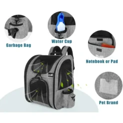 Pecute Sac à Dos Chat Chien Extensible 90%, Sac Transport Pour Chat Petit Chien Respirant, Sac A Dos De Transport Chat Avec Matelas En Peluche Amovible, Pour Voyage En Train/Voiture/Restaurant/Avion,g -Promos Patto Chou Boutique 53559096 3