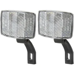 2x Réflecteur Avant Blanc Avec Support 58x42 Universel Catadioptre Réfléchissant Vélo