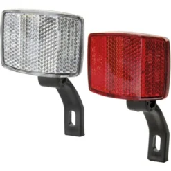 Réflecteur Arrière Rouge + Avant Blanc Avec Support 58x42 Universel Catadioptre Réfléchissant Vélo