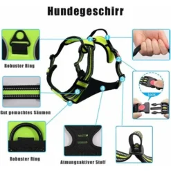 LTS FAFA Harnais Pour Chien Anti-traction Respirant Et Facile à Porter Avec Sangles Réfléchissantes Pour Ajuster La Taille (Vert, L) -Promos Patto Chou Boutique 55004428 4