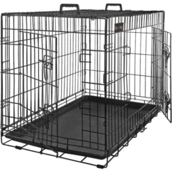 FEANDREA Cage Pour Chien, Avec 2 Portes, 107 X 70 X 77,5 Cm, Noir Par SONGMICS PPD42BK