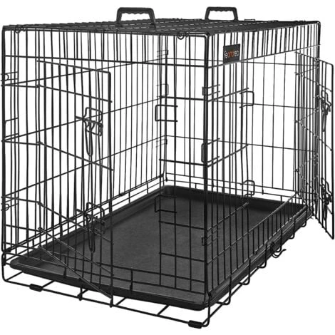 FEANDREA Cage Pour Chien, Avec 2 Portes, 107 X 70 X 77,5 Cm, Noir Par SONGMICS PPD42BK 1 FEANDREA Cage Pour Chien, Avec 2 Portes, 107 X 70 X 77,5 Cm, Noir Par SONGMICS PPD42BK