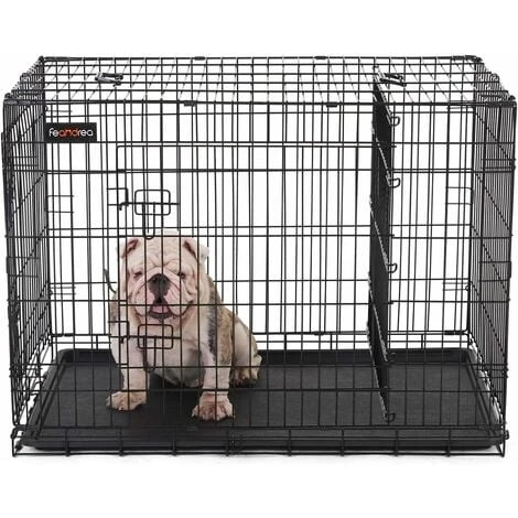 FEANDREA Cage Pour Chien, Avec 2 Portes, 107 X 70 X 77,5 Cm, Noir Par SONGMICS PPD42BK 2 FEANDREA Cage Pour Chien, Avec 2 Portes, 107 X 70 X 77,5 Cm, Noir Par SONGMICS PPD42BK – Image 2