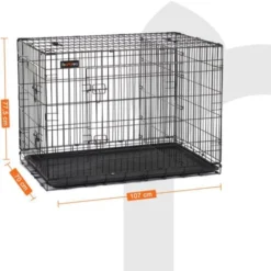 FEANDREA Cage Pour Chien, Avec 2 Portes, 107 X 70 X 77,5 Cm, Noir Par SONGMICS PPD42BK 9 FEANDREA Cage Pour Chien, Avec 2 Portes, 107 X 70 X 77,5 Cm, Noir Par SONGMICS PPD42BK -Promos Patto Chou Boutique 55540766 5