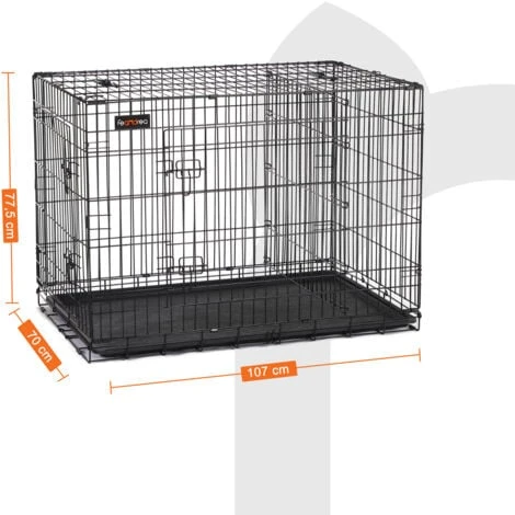 FEANDREA Cage Pour Chien, Avec 2 Portes, 107 X 70 X 77,5 Cm, Noir Par SONGMICS PPD42BK 5 FEANDREA Cage Pour Chien, Avec 2 Portes, 107 X 70 X 77,5 Cm, Noir Par SONGMICS PPD42BK – Image 5