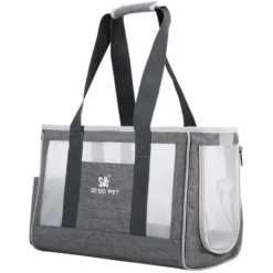 Sac Transport Chat, Sac Transport Chien Respirant Et Pliable Avec Coussin épaissie Confortable Pour Voyage En Train, Voiture, Restaurant, Avion,Tissu Oxford Gris Taille S (39 X 17 X 27cm)