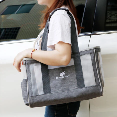 Sac Transport Chat, Sac Transport Chien Respirant Et Pliable Avec Coussin épaissie Confortable Pour Voyage En Train, Voiture, Restaurant, Avion,Tissu Oxford Gris Taille L (44 X 17 X 29cm) 5 Sac Transport Chat, Sac Transport Chien Respirant Et Pliable Avec Coussin épaissie Confortable Pour Voyage En Train, Voiture, Restaurant, Avion,Tissu Oxford Gris Taille L (44 X 17 X 29cm) – Image 5