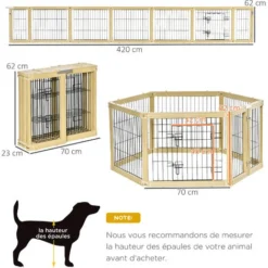 PawHut Parc Enclos Modulable Pliable Pour Animaux 6 Panneaux Avec Porte Verrouillable Dim. Panneau 70L X 62H Cm Bois Composite Acier -Promos Patto Chou Boutique 56481270 3