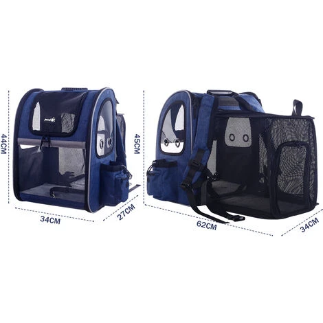 Pecute Sac Transport Chat Chiots Extensible Sac Dos Pour Chien Petit Animal Avec Matelas En Peluche Amovible, Filet Respirant, Spacieux, Pliable, Pour Voyage En Train/Voiture/Restaurant/Avion, Bleu 5 Pecute Sac Transport Chat Chiots Extensible Sac Dos Pour Chien Petit Animal Avec Matelas En Peluche Amovible, Filet Respirant, Spacieux, Pliable, Pour Voyage En Train/Voiture/Restaurant/Avion, Bleu – Image 5
