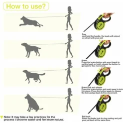 Pecute Laisse Chien Enrouleur 5m, Jusqu'à 50Kg, Laisses Rétractables Pour Chiens, Avec Un Boutton S'arrêter Bloquer, Ruban En Nylon Avec Coutures Réfléchissantes, Pour Petit, Moyen Et Grand Chiens -Promos Patto Chou Boutique 58114986 4