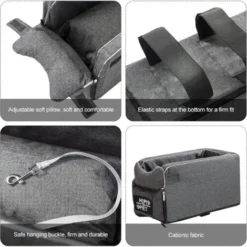 Sièges Sécurité Auto Pour Chiens & Chat Poids Inférieur à 6 Kg Sac Transport Chien Respirant Portable Mou Amovible Lavable Panier Chien Voiture Lit De Chien-Gris -Promos Patto Chou Boutique 58196666 4