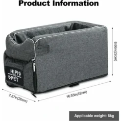 Sièges Sécurité Auto Pour Chiens & Chat Poids Inférieur à 6 Kg Sac Transport Chien Respirant Portable Mou Amovible Lavable Panier Chien Voiture Lit De Chien-Gris -Promos Patto Chou Boutique 58196666 5