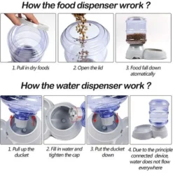 Distributeur De Croquettes Et Eau Automatique 3.8L, Mangeoire Pour Animaux De Grande Capacité Pour Chien/Chat /Croquettes Accesoires Gamelle Animaux Domestiques (Gris) -Promos Patto Chou Boutique 59145145 4