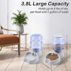 Distributeur De Croquettes Et Eau Automatique 3.8L, Mangeoire Pour Animaux De Grande Capacité Pour Chien/Chat /Croquettes Accesoires Gamelle Animaux Domestiques (Gris) -Promos Patto Chou Boutique 59145145 5