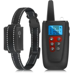 2 En 1 Collier De Dressage Pour Chien 1000 Metre - Collier Anti Aboiement Avec Telecommande Recepteur, IP67 Etanche