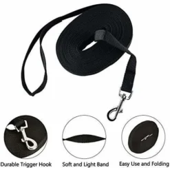 Laisse Pour Chien (10m Noir), Laisse De Dressage Chien Avec Poignée Longe Chien Longue Sangle En Nylon Mains Libre Pour Petits à Grands Chiens Animal De Compagnie Promenade Jogging -Promos Patto Chou Boutique 59448554 3