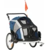 PawHut Remorque Vélo Jogger 2 En 1 Pour Animaux Drapeau Roues Avants Pivotantes Réflecteurs Et Barre D'attelage Inclus Bleu Noir