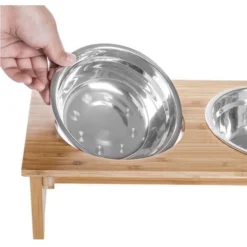 Hofuton Support à Bol Pour Chien Grande Taille Avec 2 Gamelles INOX 40*22*18cm -Promos Patto Chou Boutique 60743966 5