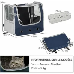 PawHut Sac à Dos Sac De Transport à Main Trolley Chariot Sur Roulettes 3 En 1 Pour Chien Chat - Pliable, Roulettes, Poignée Telescopique, Rangements - Gris Bleu 7 PawHut Sac à Dos Sac De Transport à Main Trolley Chariot Sur Roulettes 3 En 1 Pour Chien Chat - Pliable, Roulettes, Poignée Telescopique, Rangements - Gris Bleu -Promos Patto Chou Boutique 60940587 3