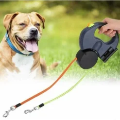 Laisse Double Pour Chien Rétractable Avec Deux Longs Cordons De 3 Mètres, Laisse Pour Chien Double à 360 ° Sans Enchevêtrement Pour Promener Deux Chiens Jusqu'à 50 LB -Promos Patto Chou Boutique 63571354 3
