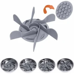 Gamelle Anti Glouton Pour Chien Insérer, Gamelle D‘Alimentation Lente Pour Chiens Accessoires Favorise Une Alimentation Saine Et Digestion Iente Pour Chien Chat Avec 19 Base Ventouses (Style B),gris，F -Promos Patto Chou Boutique 64087280 3