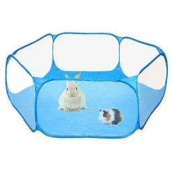 Parc Portable Pour Petit Animal Pliant Extérieur Intérieur Tente Cage Pour Animaux De Compagnie (Bleu)-BDD