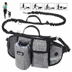 Laisse Pour Chien Mains Libres Laisse Pour Chien Absorption Des Chocs Confort Coutures Réfléchissantes Idéal Pour La Course à Pied Jogging Et La Marche Blanc Cassé-BDD