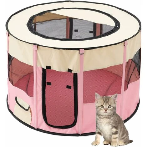 Clôture Ronde Et Pliable Pour Animaux De Compagnie (petite Rose)-BDD 1 Clôture Ronde Et Pliable Pour Animaux De Compagnie (petite Rose)-BDD