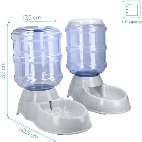 2X Distributeur De Nourriture Et D'Eau - Accessoire Pour Chat Et Chien - 2X Gamelle Automatique - Pour Chat Chien Lapin - Capacité 3.8L 2 2X Distributeur De Nourriture Et D'Eau - Accessoire Pour Chat Et Chien - 2X Gamelle Automatique - Pour Chat Chien Lapin - Capacité 3.8L – Image 2