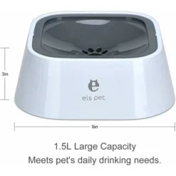 Gamelle D'eau Flottante Pour Animal Domestique, 1,5 L, Distributeur D'eau Lente Sans Déversement, Anti-débordement, Anti-étouffement, Bol D'alimentation Automatique Pour Chien, Chat, Chiot (gris) -Promos Patto Chou Boutique 65824235 5