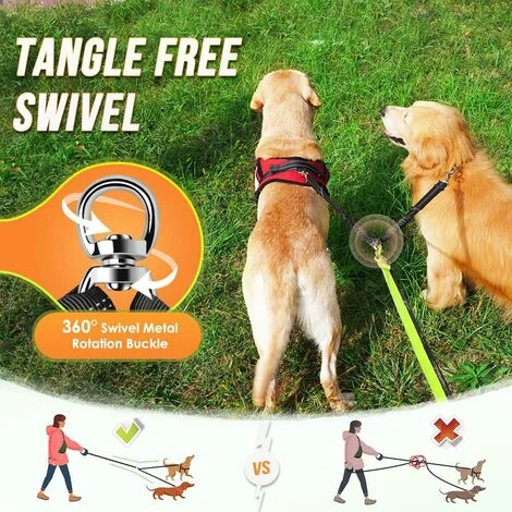 Séparateur De Laisse Double Pour Chien, Sans Enchevêtrement, Rotation à 360°, Coupleur De Laisse Pour Chien Pour Promener 2 Chiens, Double Laisse Réfléchissante Absorbant Les Chocs Réglable Pour Deux 2 Séparateur De Laisse Double Pour Chien, Sans Enchevêtrement, Rotation à 360°, Coupleur De Laisse Pour Chien Pour Promener 2 Chiens, Double Laisse Réfléchissante Absorbant Les Chocs Réglable Pour Deux – Image 2