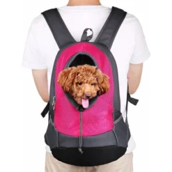 YIDOMDE Pet Porte-sac à Dos Pour Petit Chien Chat Puppy(8kgs Max) On-the-Go Travel Pet Avant Arrière Sac Perméable à L’air Soft Mesh Pup Pack 42 X 38 X 20 Cm - Rose Rouge