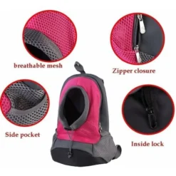 YIDOMDE Pet Porte-sac à Dos Pour Petit Chien Chat Puppy(8kgs Max) On-the-Go Travel Pet Avant Arrière Sac Perméable à L’air Soft Mesh Pup Pack 42 X 38 X 20 Cm - Rose Rouge -Promos Patto Chou Boutique 68685167 3