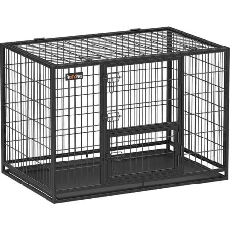 FEANDREA Cage Pour Chien Lourd, 107 X 70 X 74,9 Cm, Pour Chiens De Taille Grande Et Moyennet, Anti-Fugue, Double Porte Amovible, Nettoyage Facile, Parc à Chiens, Noir Par SONGMICS PPD001B01 1 FEANDREA Cage Pour Chien Lourd, 107 X 70 X 74,9 Cm, Pour Chiens De Taille Grande Et Moyennet, Anti-Fugue, Double Porte Amovible, Nettoyage Facile, Parc à Chiens, Noir Par SONGMICS PPD001B01