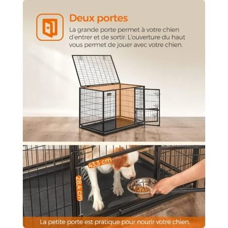 FEANDREA Cage Pour Chien Lourd, 107 X 70 X 74,9 Cm, Pour Chiens De Taille Grande Et Moyennet, Anti-Fugue, Double Porte Amovible, Nettoyage Facile, Parc à Chiens, Noir Par SONGMICS PPD001B01 2 FEANDREA Cage Pour Chien Lourd, 107 X 70 X 74,9 Cm, Pour Chiens De Taille Grande Et Moyennet, Anti-Fugue, Double Porte Amovible, Nettoyage Facile, Parc à Chiens, Noir Par SONGMICS PPD001B01 – Image 2