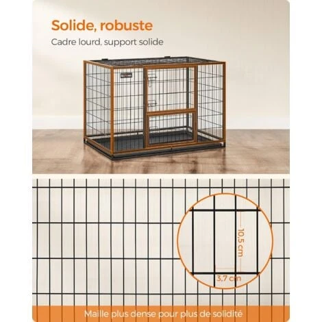 FEANDREA Cage Pour Chien Lourd, 107 X 70 X 74,9 Cm, Pour Chiens De Taille Grande Et Moyennet, Anti-Fugue, Double Porte Amovible, Nettoyage Facile, Parc à Chiens, Noir Par SONGMICS PPD001B01 4 FEANDREA Cage Pour Chien Lourd, 107 X 70 X 74,9 Cm, Pour Chiens De Taille Grande Et Moyennet, Anti-Fugue, Double Porte Amovible, Nettoyage Facile, Parc à Chiens, Noir Par SONGMICS PPD001B01 – Image 4