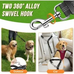 Séparateur De Laisse Double Pour Chien, Sans Enchevêtrement, Rotation à 360°, Coupleur De Laisse Pour Chien Pour Promener 2 Chiens, Double Laisse Réfléchissante Absorbant Les Chocs Réglable Pour Deux -Promos Patto Chou Boutique 70392700 4