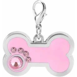 Étiquettes D'identification Pour Animaux Étiquettes De Chien Personnalisées Étiquettes De Chat En Alliage Chien Os En Forme De Blanc Étiquettes Charme Charme Pendentif D'identification(rose)