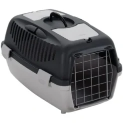 Cage De Transport Animaux De Compagnie Gris Noir 55x36x35 Cm PP VidaXL