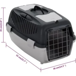 Cage De Transport Animaux De Compagnie Gris Noir 55x36x35 Cm PP VidaXL -Promos Patto Chou Boutique 71359093 3