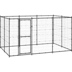 Chenil D'extérieur | Enclos Parc Cage Pour Chiens Acier 7,26 M² 37131