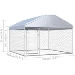 Chenil D'extérieur | Enclos Parc Cage Pour Chiens Avec Toit Pour Chiens 200 X 200 X 135 Cm 68335 -Promos Patto Chou Boutique 71780670 4