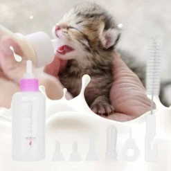 Bouteille De Lait Pour Animaux De Compagnie, 6 Pièces 60 ML Chiot Chaton Biberon Petit Chien Chat Lait Trousse De Soins Infirmiers Animaux Chiot Biberon D'allaitement Biberon Mamelon (Rose) -Promos Patto Chou Boutique 72043343 3