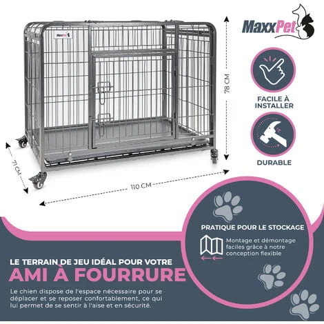 Cage Pour Chien Pliante, Boîte Pour Chien, Panier De Transport Pour Chien, Utilisable à L'intérieur Et à L'extérieur, 110x71x78 Cm - MaxxPet. 2 Cage Pour Chien Pliante, Boîte Pour Chien, Panier De Transport Pour Chien, Utilisable à L'intérieur Et à L'extérieur, 110x71x78 Cm - MaxxPet. – Image 2