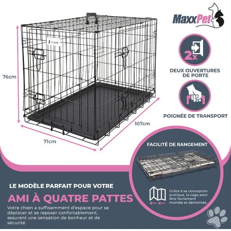 Cage Pour Chien - Course De Chiot - Modulaire - 107x71x76cm - Noir - MaxxPet. 2 Cage Pour Chien - Course De Chiot - Modulaire - 107x71x76cm - Noir - MaxxPet. – Image 2
