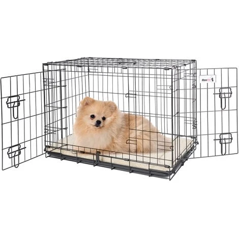 Cage Pour Chien - Coussin Fourni - Cage Caisse De Transport Pliante Pour Chien Poignée - 2 Ouvertures - 61 X 43 X 48cm - Noir - MaxxPet 2 Cage Pour Chien - Coussin Fourni - Cage Caisse De Transport Pliante Pour Chien Poignée - 2 Ouvertures - 61 X 43 X 48cm - Noir - MaxxPet – Image 2