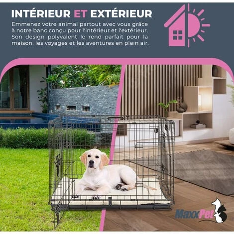 Cage Pour Chien - Coussin Fourni - Cage Caisse De Transport Pliante Pour Chien Poignée - 2 Ouvertures - 61 X 43 X 48cm - Noir - MaxxPet 4 Cage Pour Chien - Coussin Fourni - Cage Caisse De Transport Pliante Pour Chien Poignée - 2 Ouvertures - 61 X 43 X 48cm - Noir - MaxxPet – Image 4